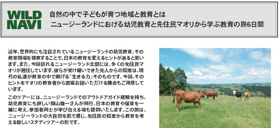 ニュージーランドにおける幼児教育とマオリ族から学ぶ教育ツアーの お知らせ
